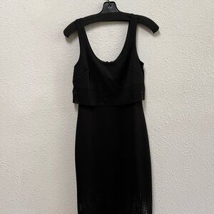 Bebe Black Tiered Sheath Midi Dress
